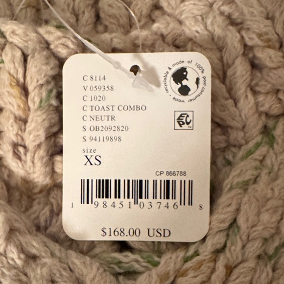 Free People Cable Knit Sweater/Cozy Cabin Jumper - Toast Combo - Picture 6 of 6